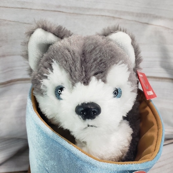 ๐SOLD๐ Aurora Wolf Husky Dog Pop Up Hand Puppet Plush Toy 10 Inch 2015 New - Picture 4 of 13